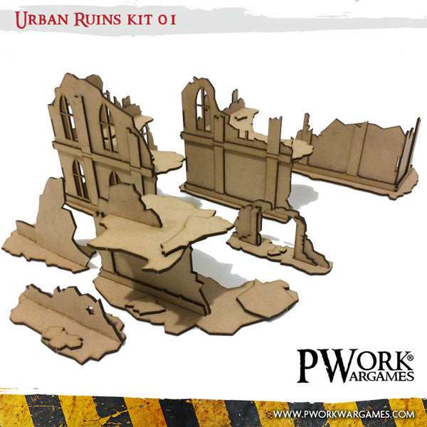 PWork MDF Terrain - Urban Ruins 01