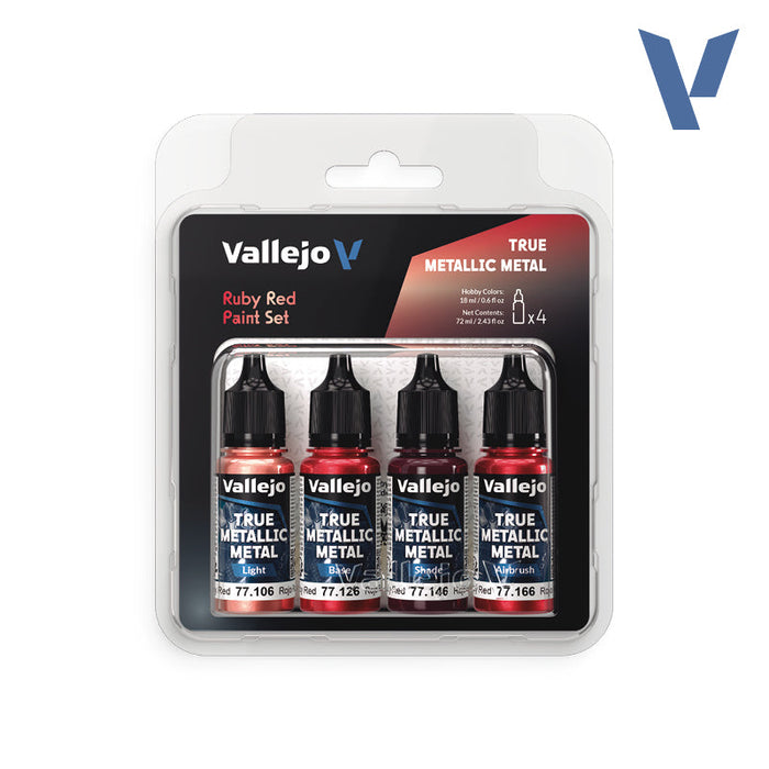 True Metallic Metal Paint Set - Ruby Red (x4 Colours)
