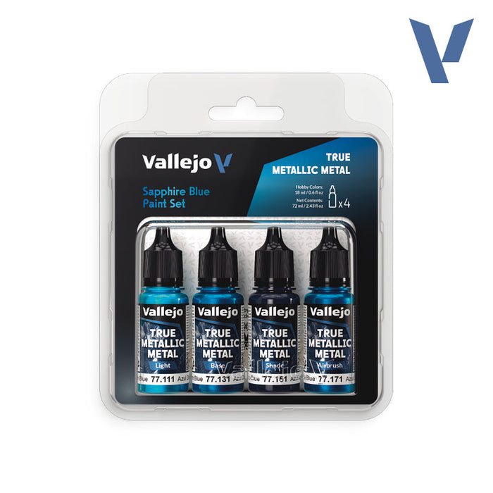 True Metallic Metal Paint Set - Sapphire Blue (x4 Colours)